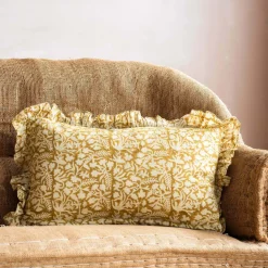 Graham & Green Indian Hand Block Printed Rectangular Floral Cushions
