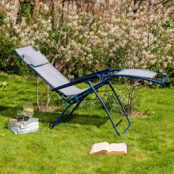 Graham & Green Indigo Blue Reclining Garden Chair