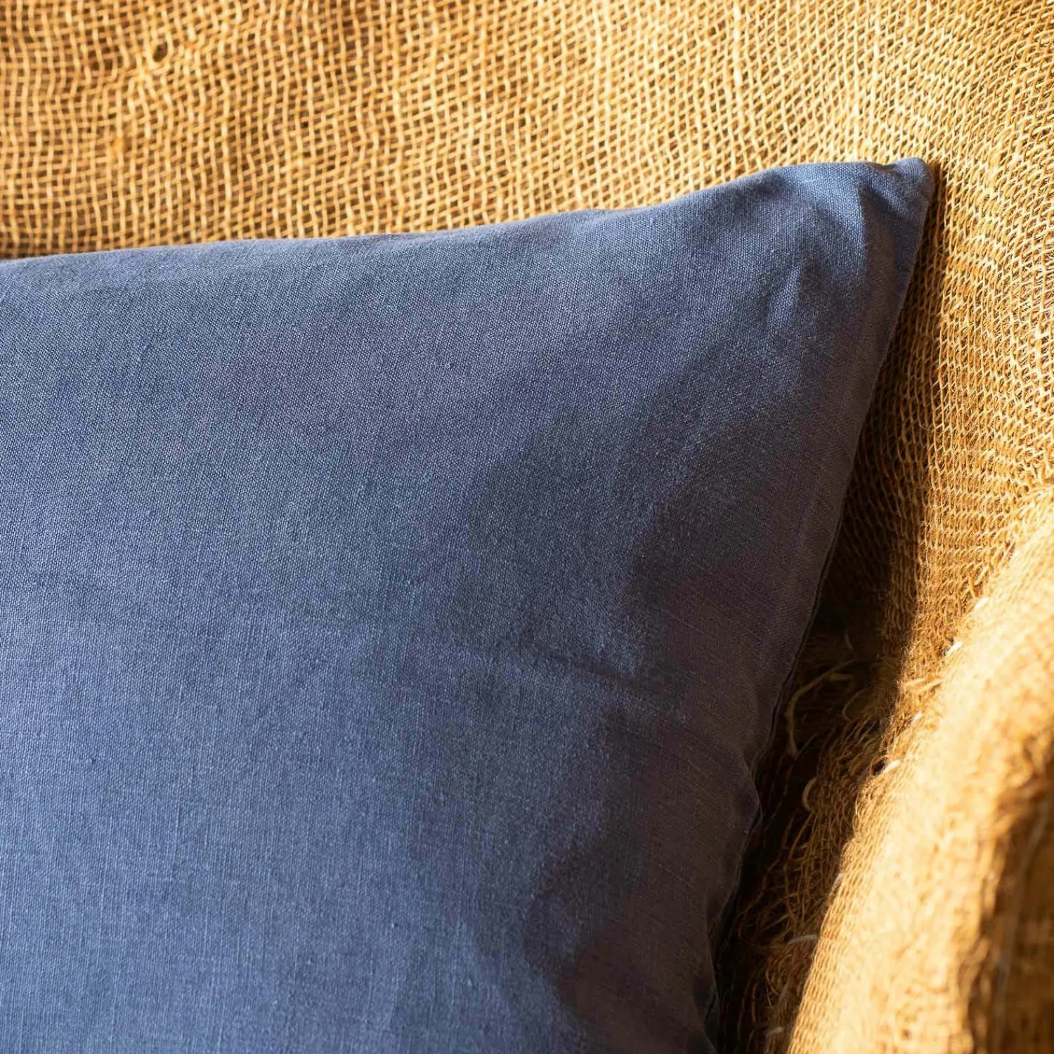 Graham & Green Indigo Rectangular Linen Cushion