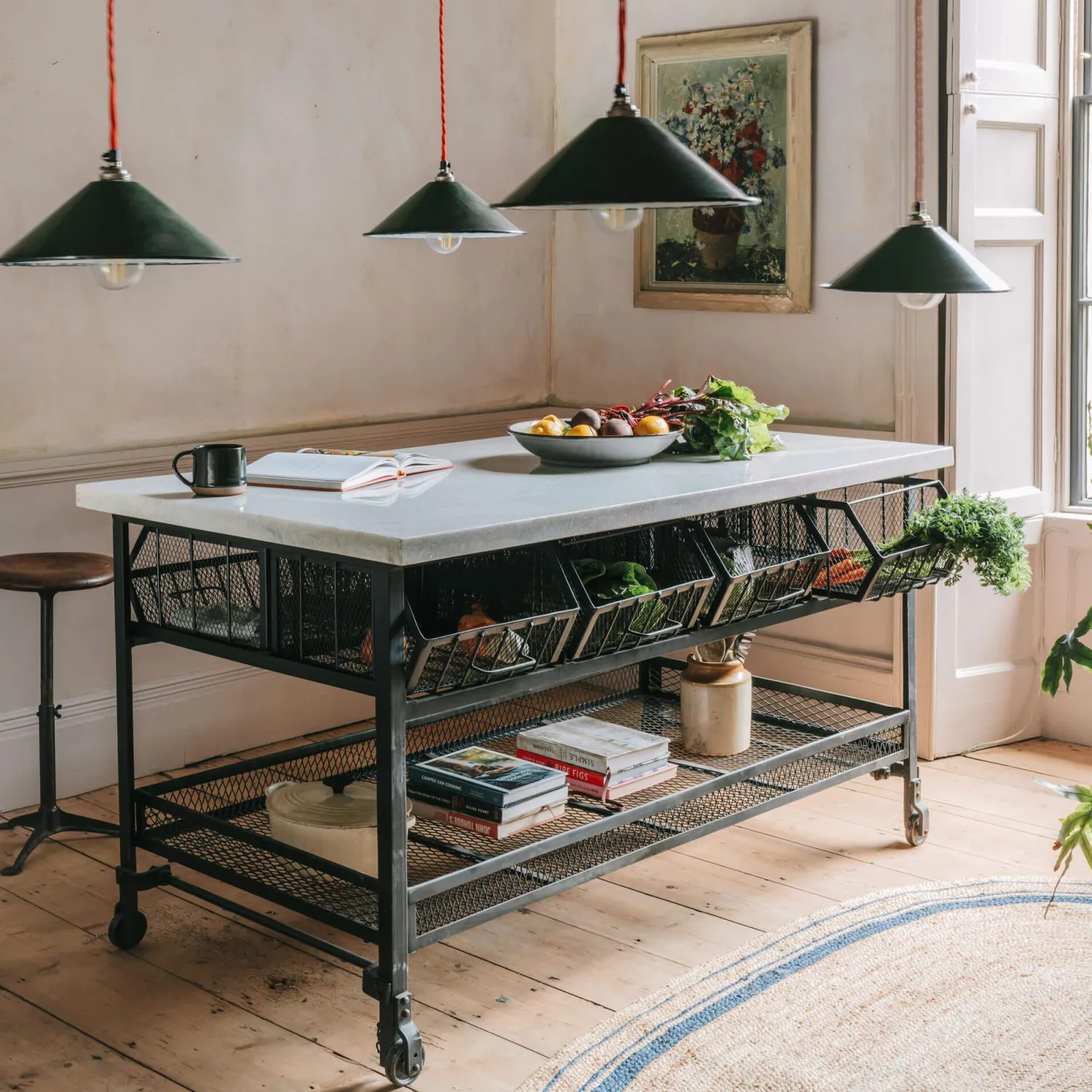 Graham & Green Industrial Marble Kitchen Island