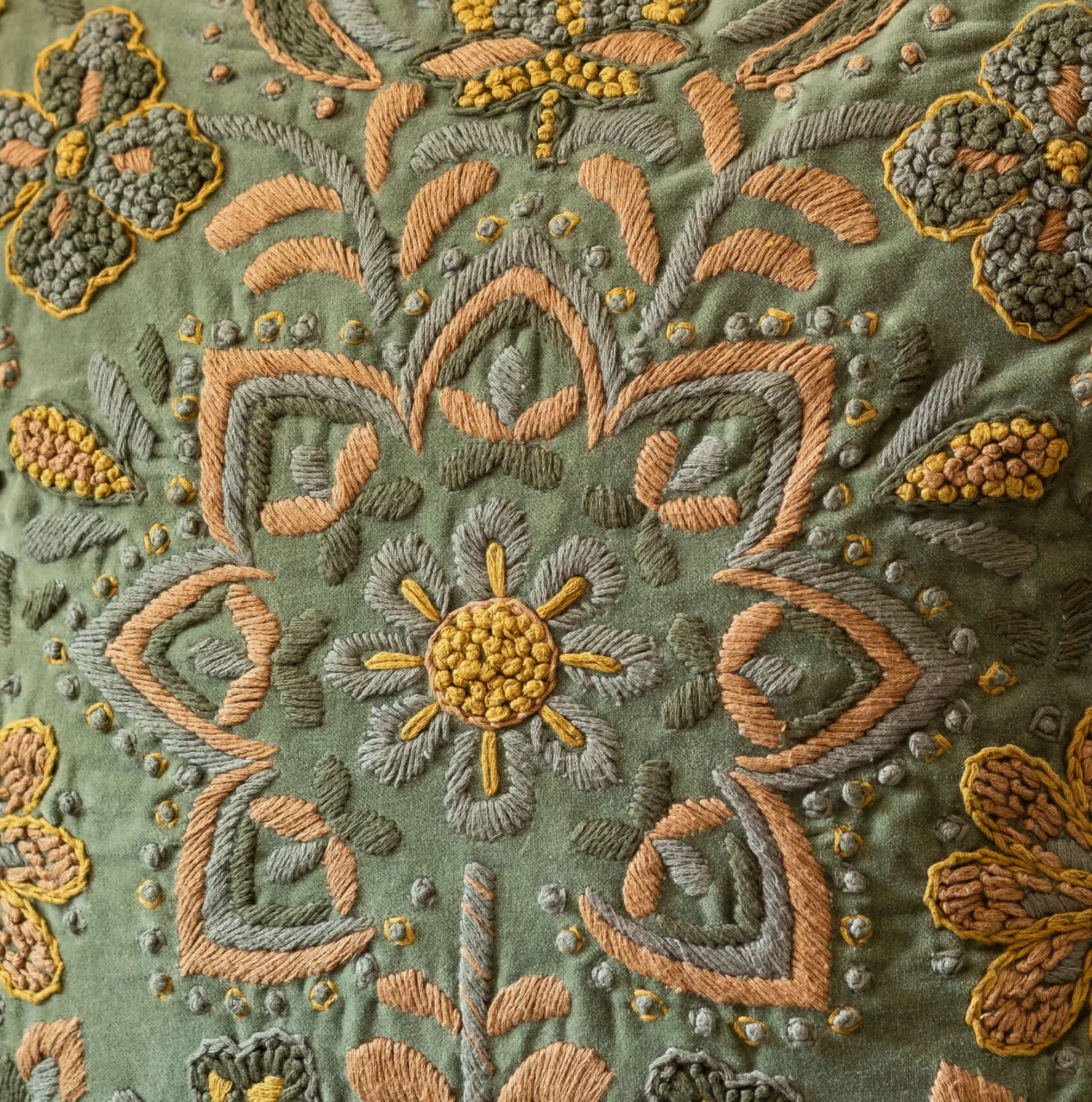 Graham & Green Ione Embroidered Velvet Square Cushion