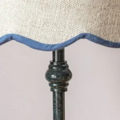 Graham & Green Iris Table Lamp with Blue Scalloped Shade
