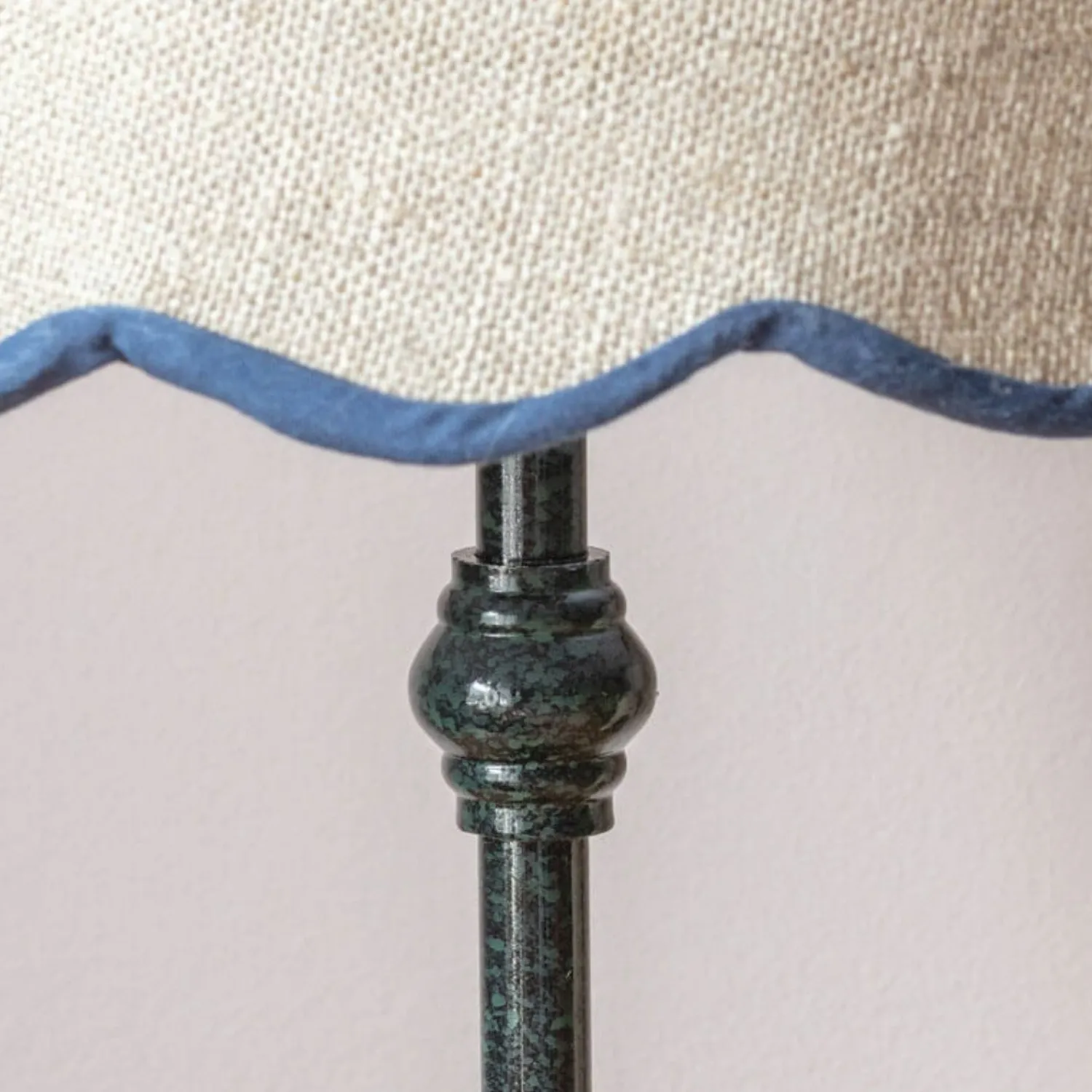 Graham & Green Iris Table Lamp with Blue Scalloped Shade