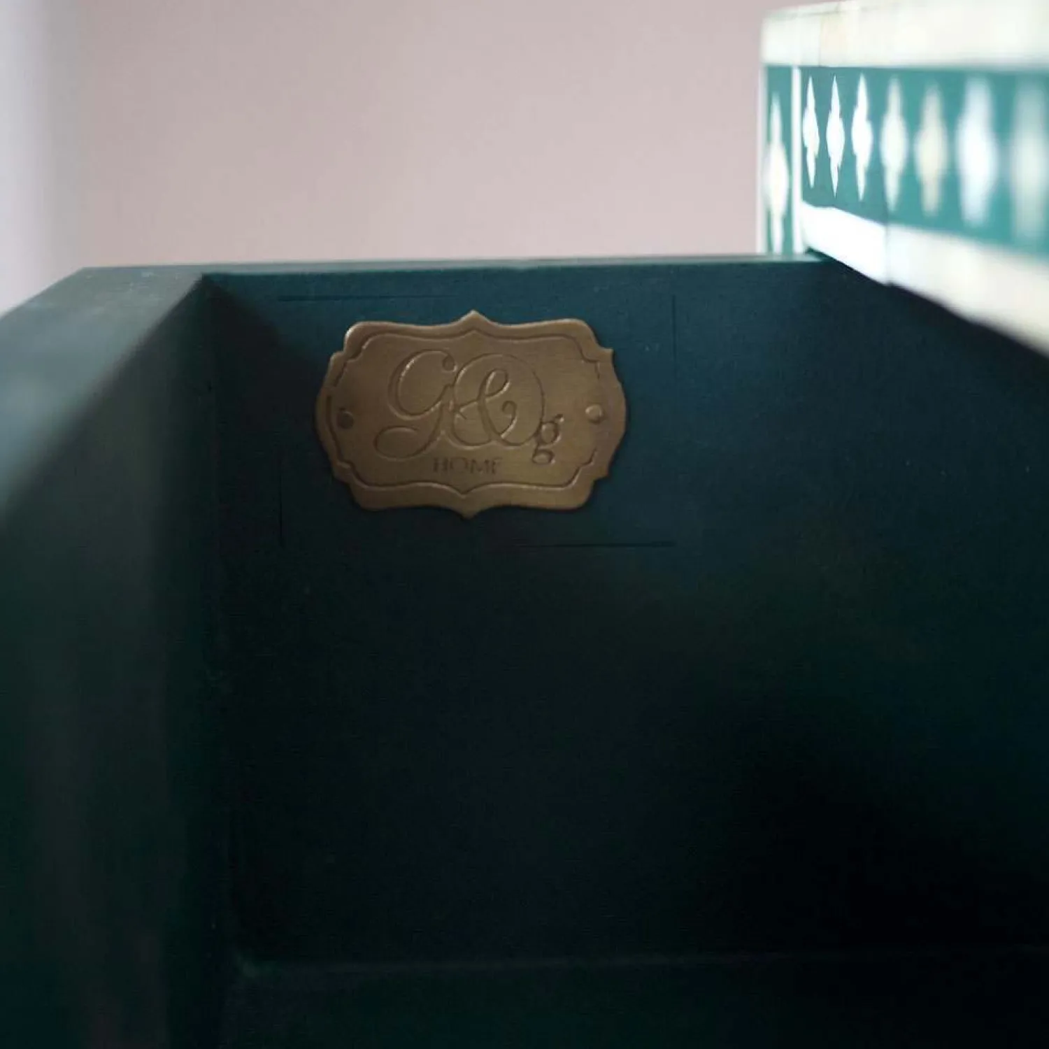 Graham & Green Jade Green Floral Bone Inlay Bedside Table