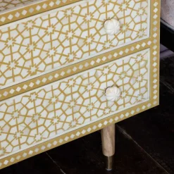 Graham & Green Jaipur Bone Inlay Bedside Table