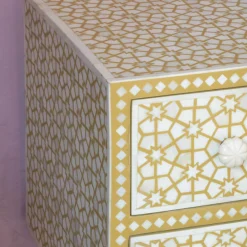 Graham & Green Jaipur Bone Inlay Bedside Table