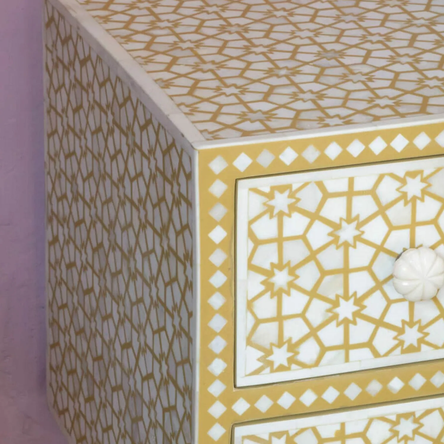 Graham & Green Jaipur Bone Inlay Bedside Table