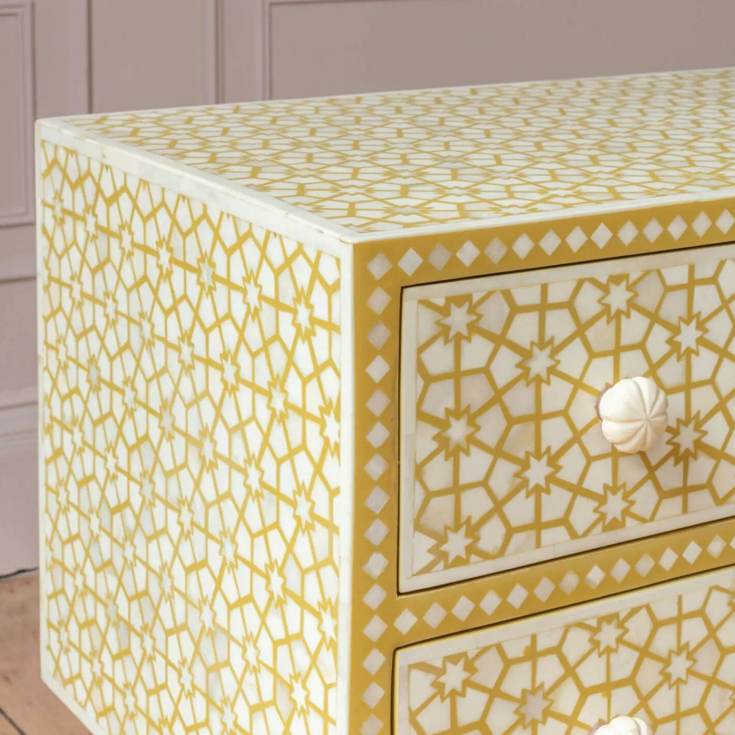 Graham & Green Jaipur Bone Inlay Bedside Table