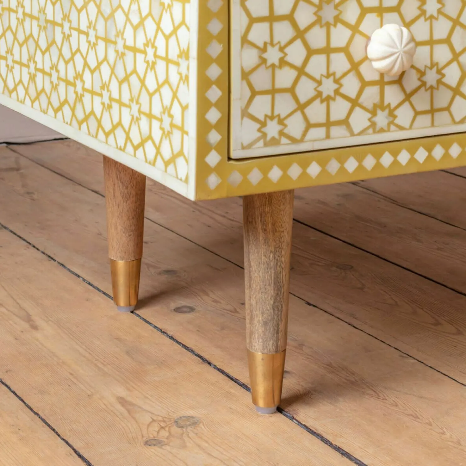 Graham & Green Jaipur Bone Inlay Bedside Table