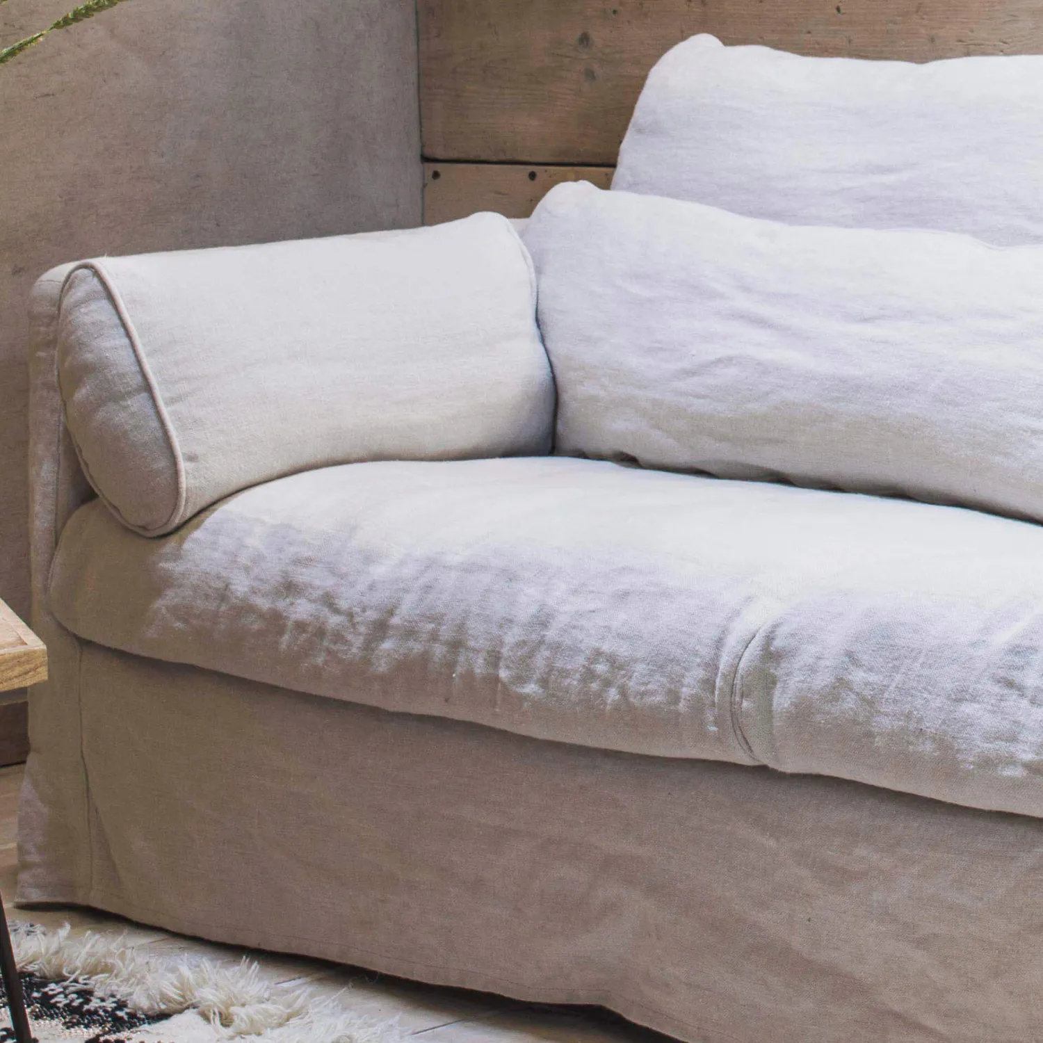 Graham & Green Jasmine Natural Belgian Linen Two Seater Sofa