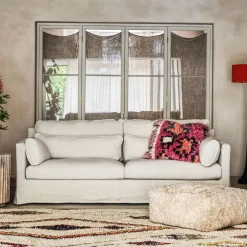 Graham & Green Jasmine Natural Belgian Linen Three Seater Sofa