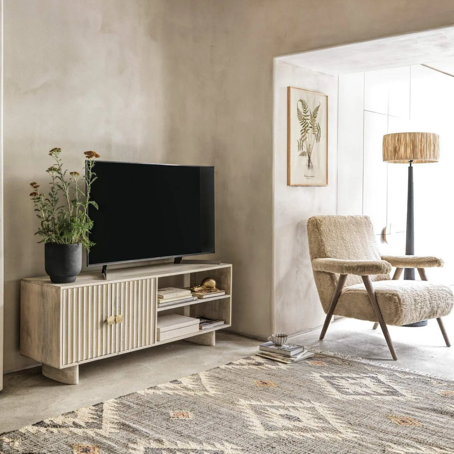 Graham & Green Jax Black Wood Floor Lamp