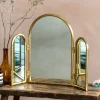 Graham & Green Jules Antique Gold Triple Table Top Mirror