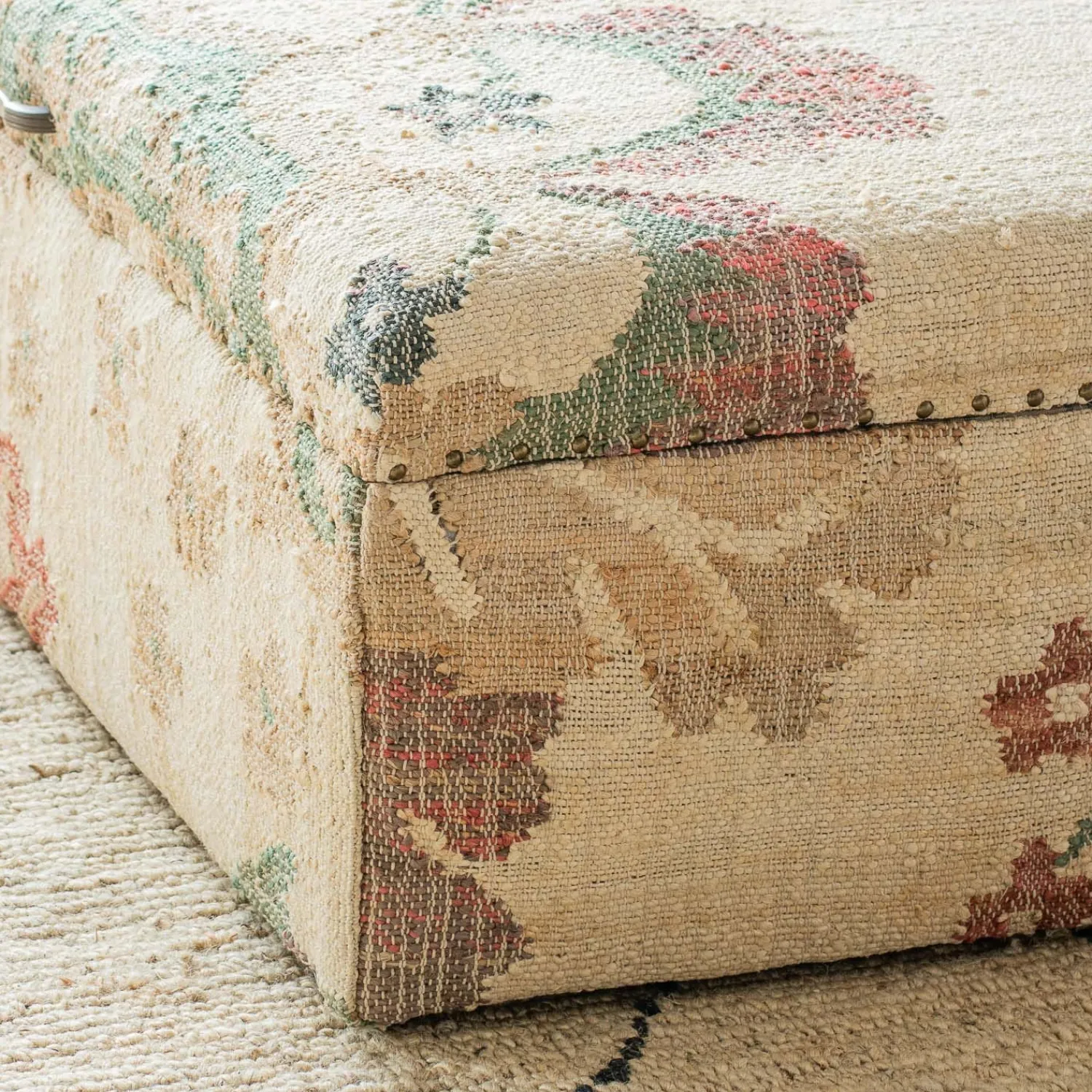 Graham & Green June Jute Floral Ottoman