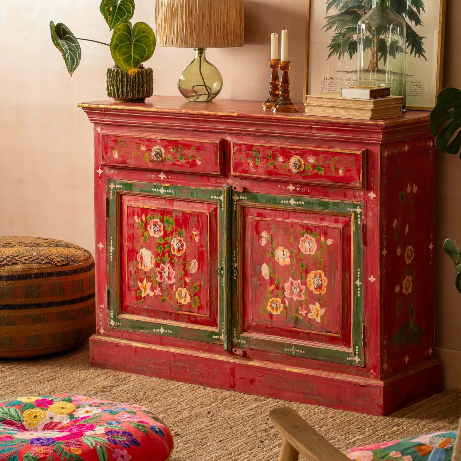 Graham & Green Junli Red Painted Cabinet