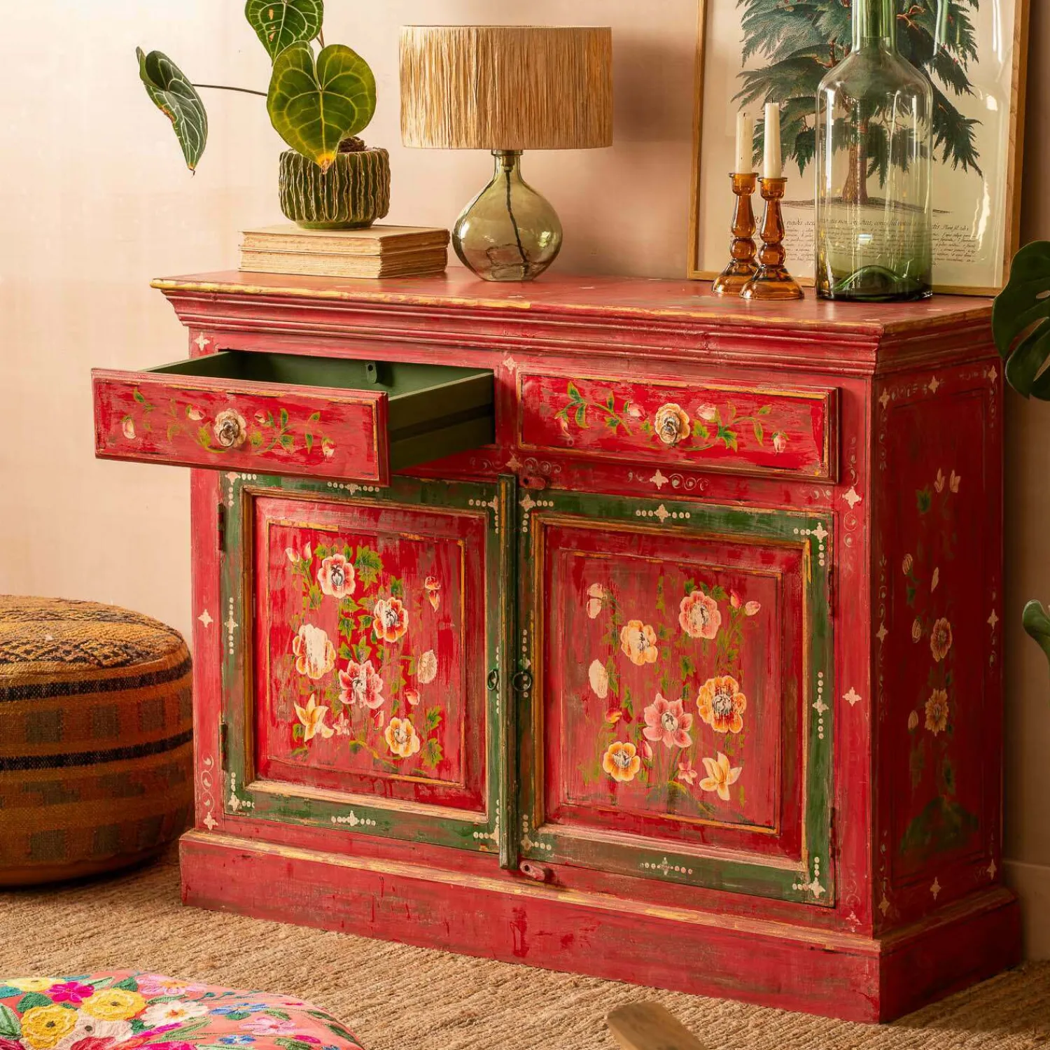 Graham & Green Junli Red Painted Cabinet