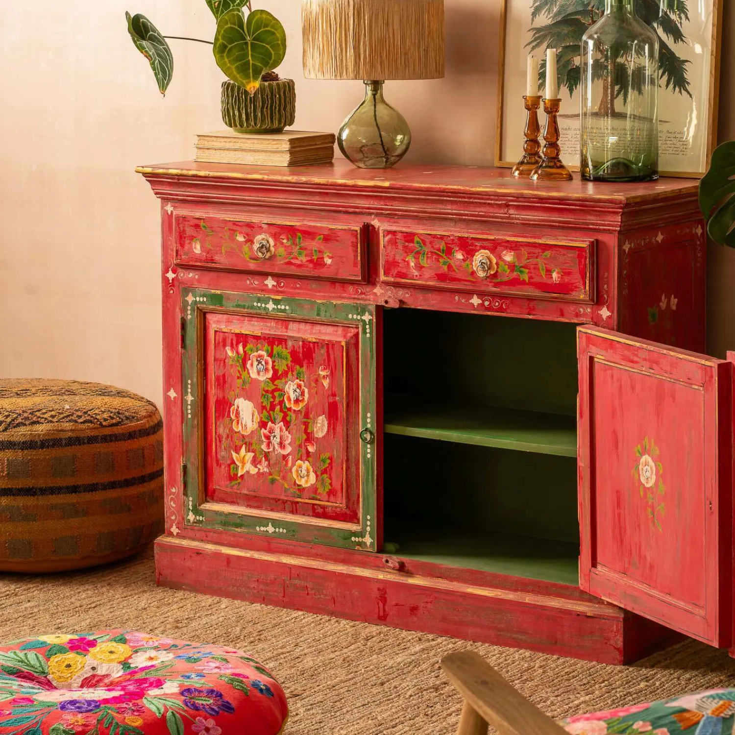 Graham & Green Junli Red Painted Cabinet