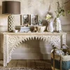 Graham & Green Kaia Carved Wood Console Table