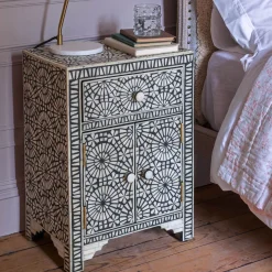 Graham & Green Kaleidoscope Bone Inlay Bedside Table
