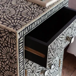 Graham & Green Kaleidoscope Bone Inlay Bedside Table