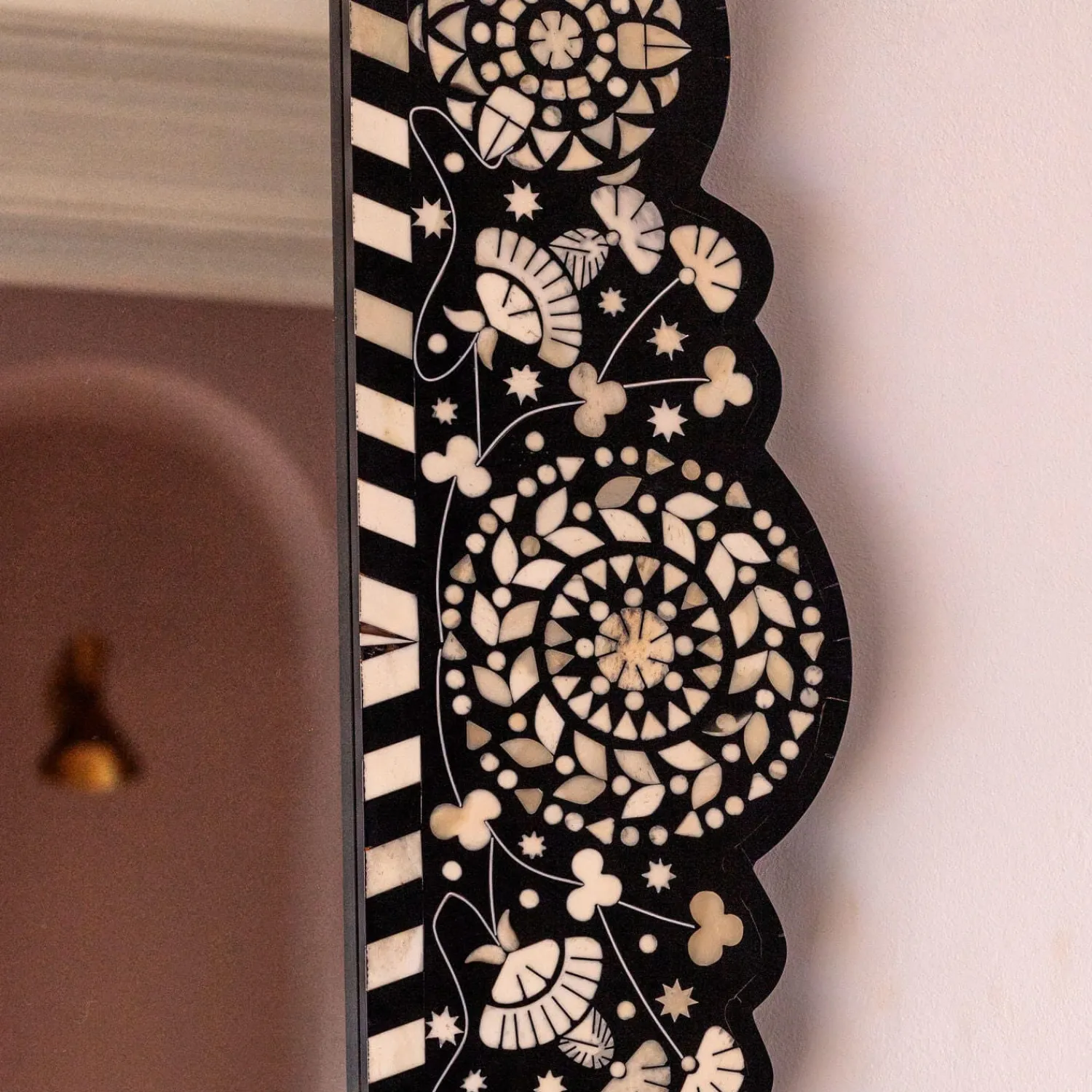 Graham & Green Large Ditsy Bone Inlay Mirror