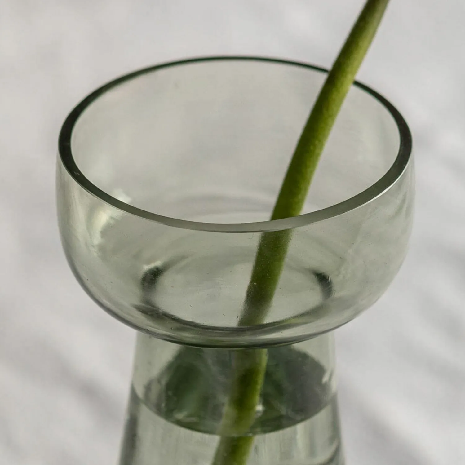 Graham & Green Large Etched Floral Green Glass Vase