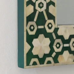 Graham & Green Large Jade Green Floral Bone Inlay Mirror