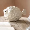 Graham & Green Large White Ceramic Blowfish Ornament