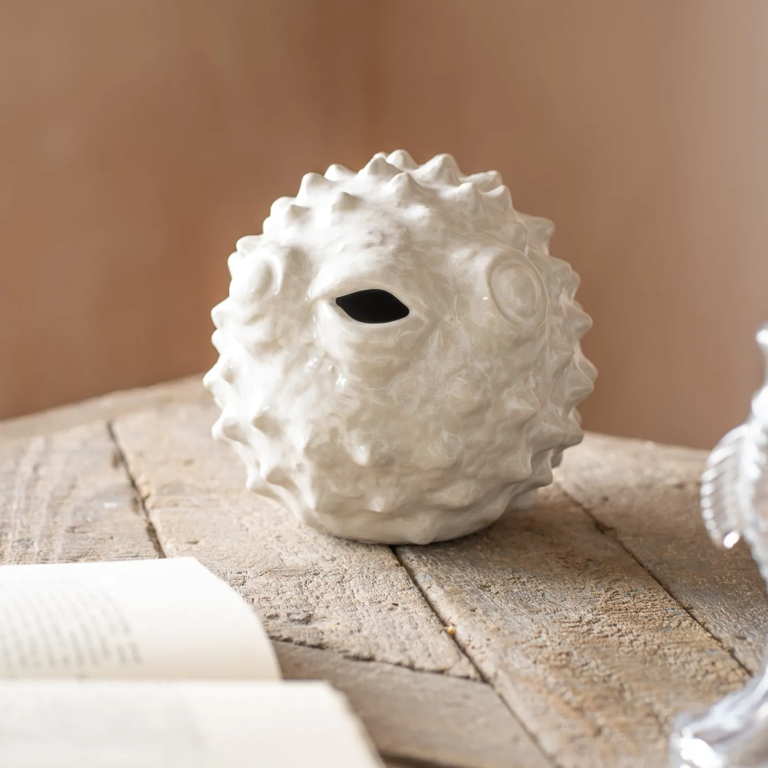 Graham & Green Large White Ceramic Blowfish Ornament