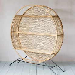 Graham & Green Large Wren Round Wicker Shelving Unit