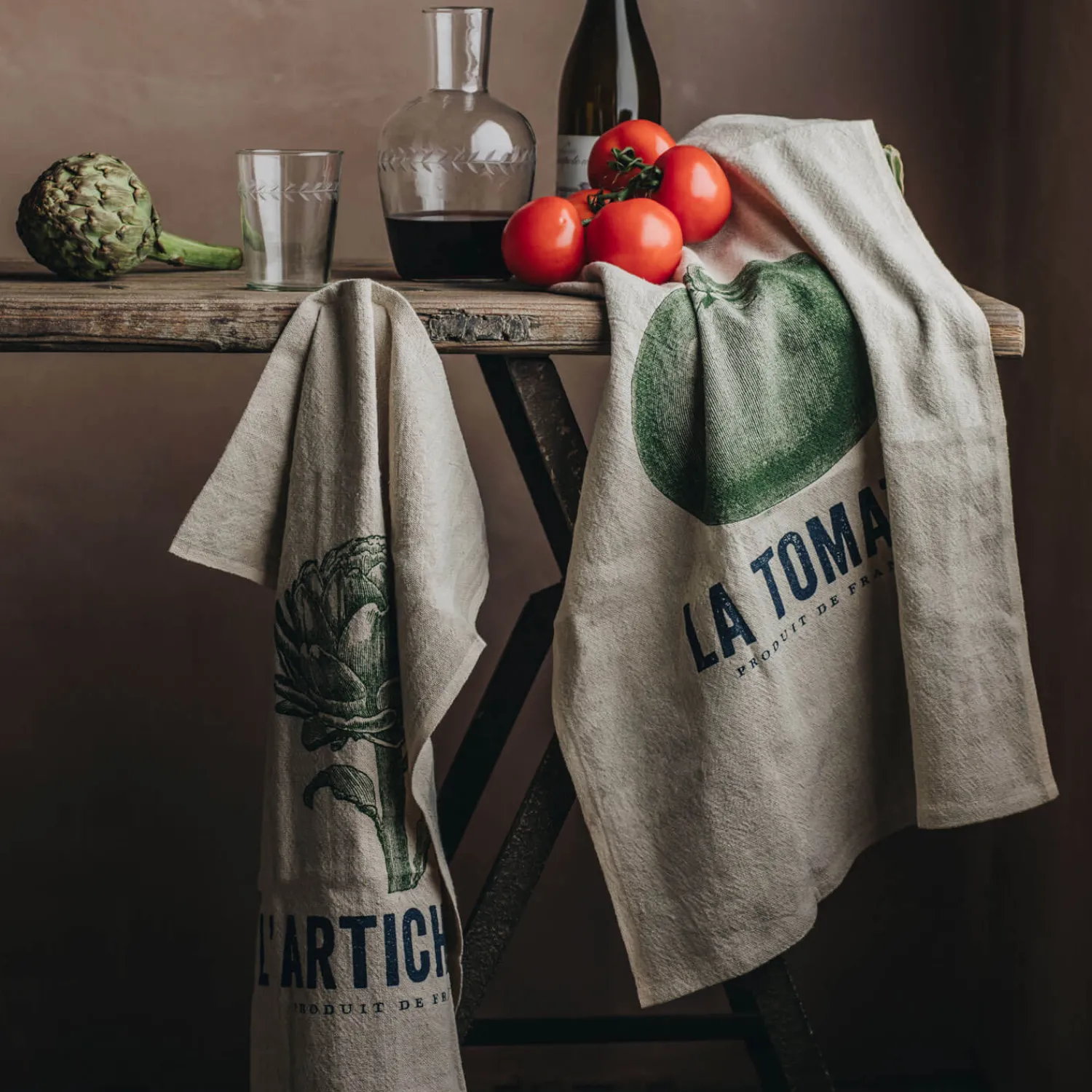 Graham & Green L'artichaut Linen Tea Towel