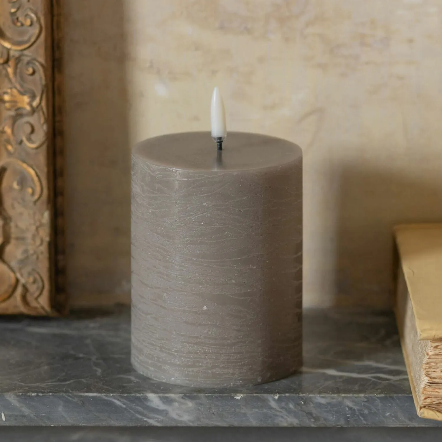 Graham & Green LED Pillar Candle Sandstone