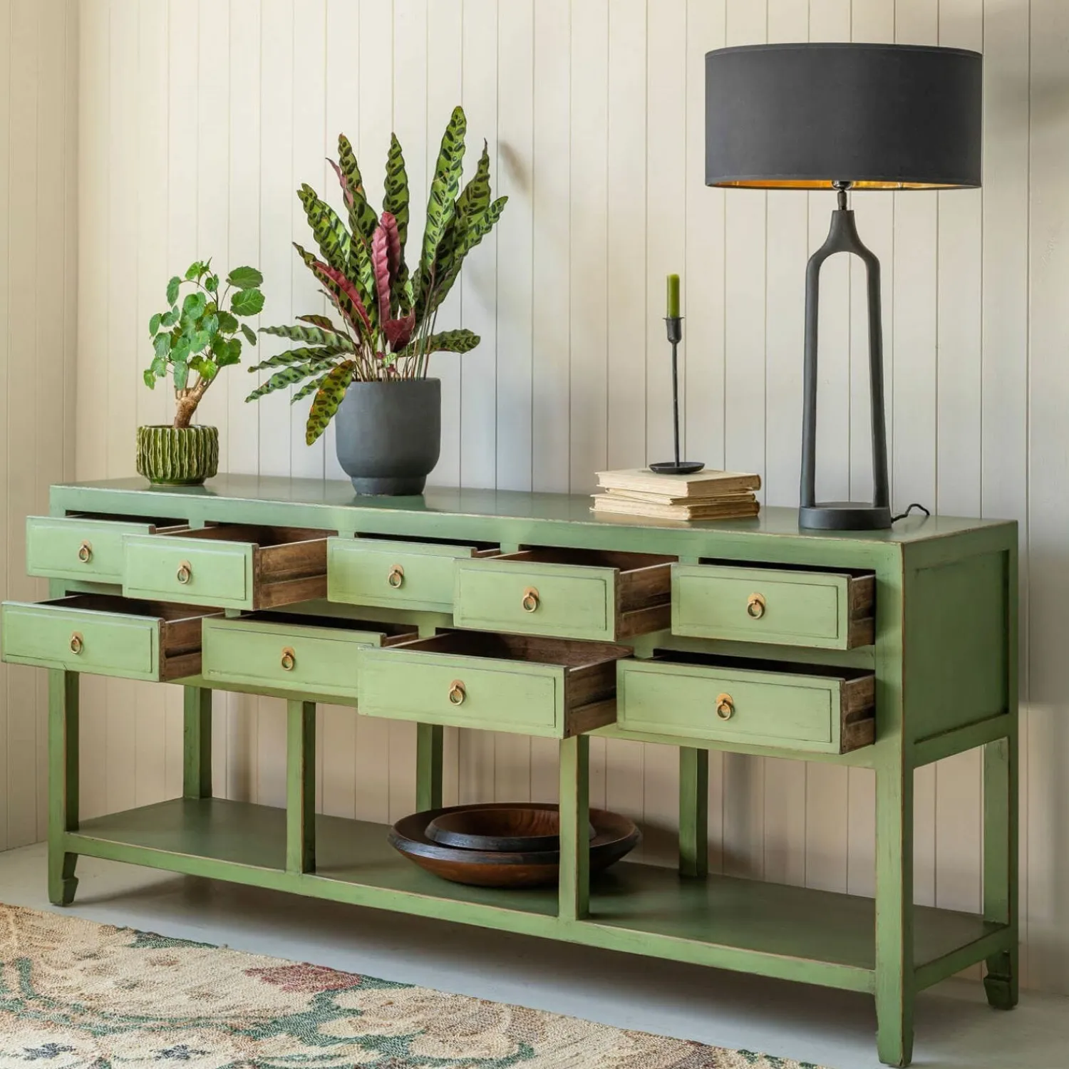 Graham & Green Leshan Nine Drawer Jade Sideboard