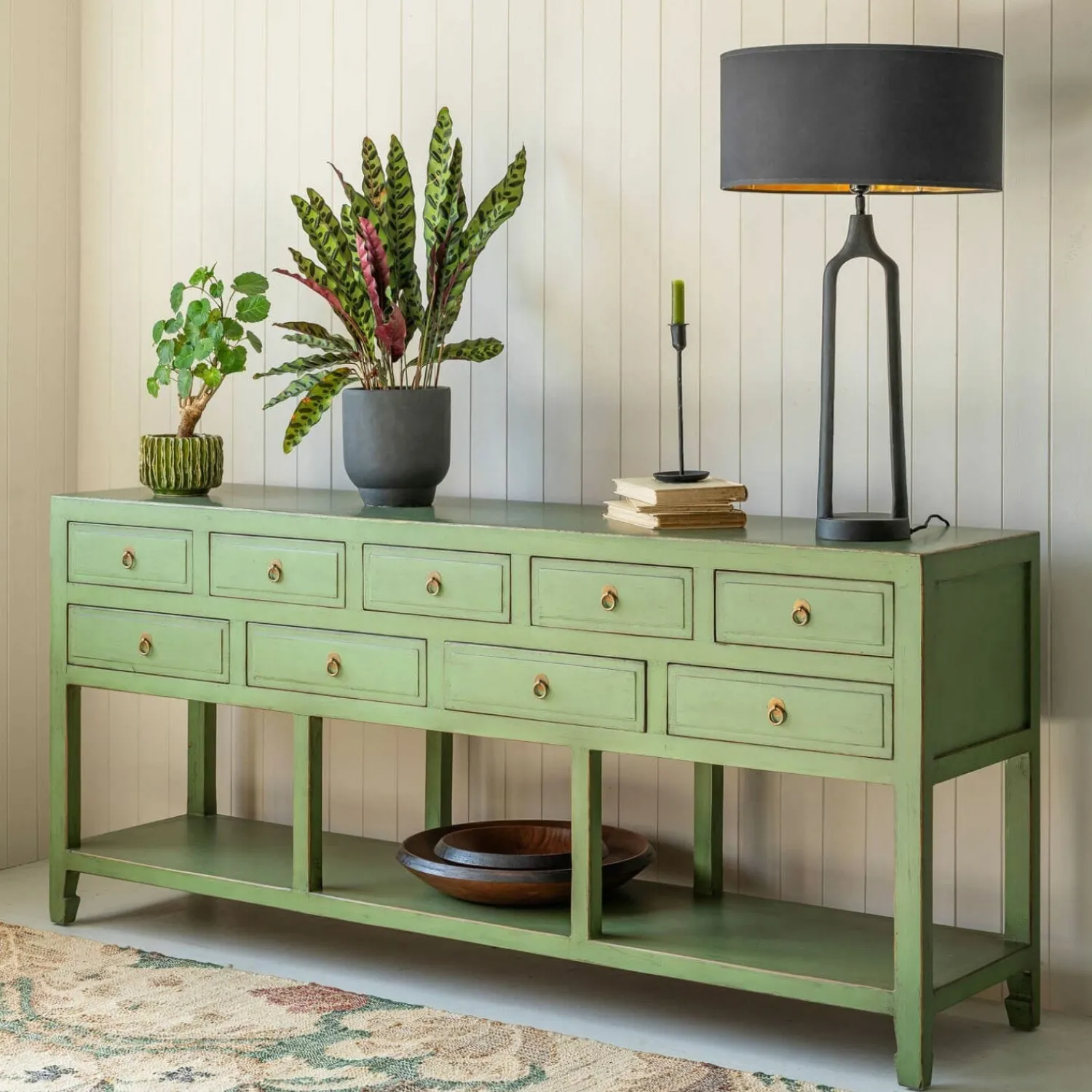 Graham & Green Leshan Nine Drawer Jade Sideboard