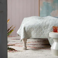 Graham & Green Light Blue Gingham Checked Cotton Quilt