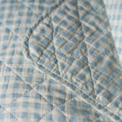 Graham & Green Light Blue Gingham Checked Cotton Quilt