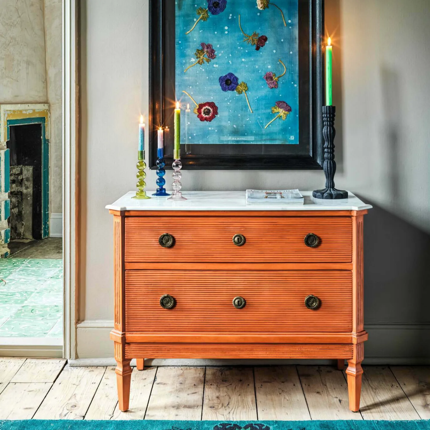 Graham & Green Lottie Coral and Marble Chest of Drawers
