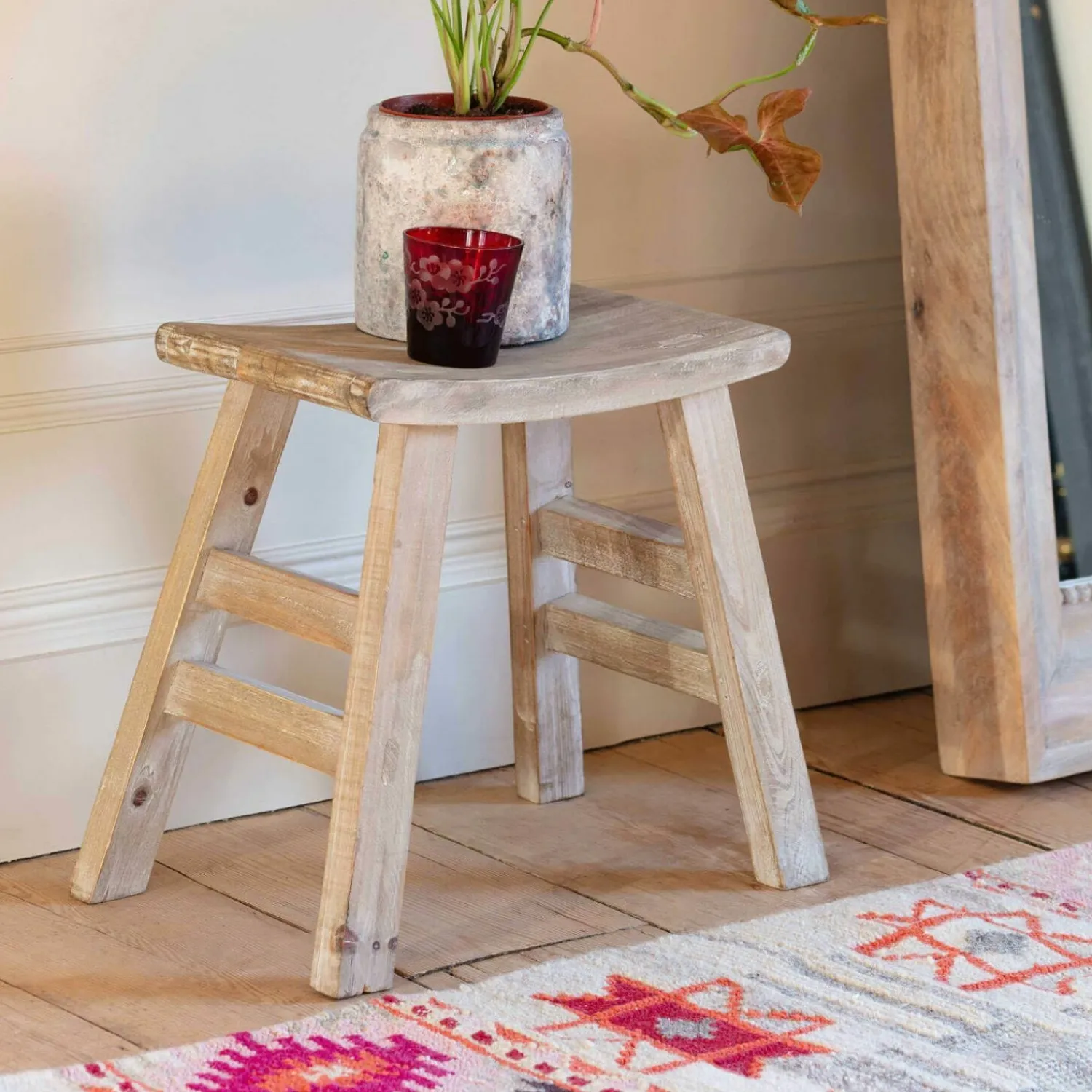 Graham & Green Low Fir Wooden Stool