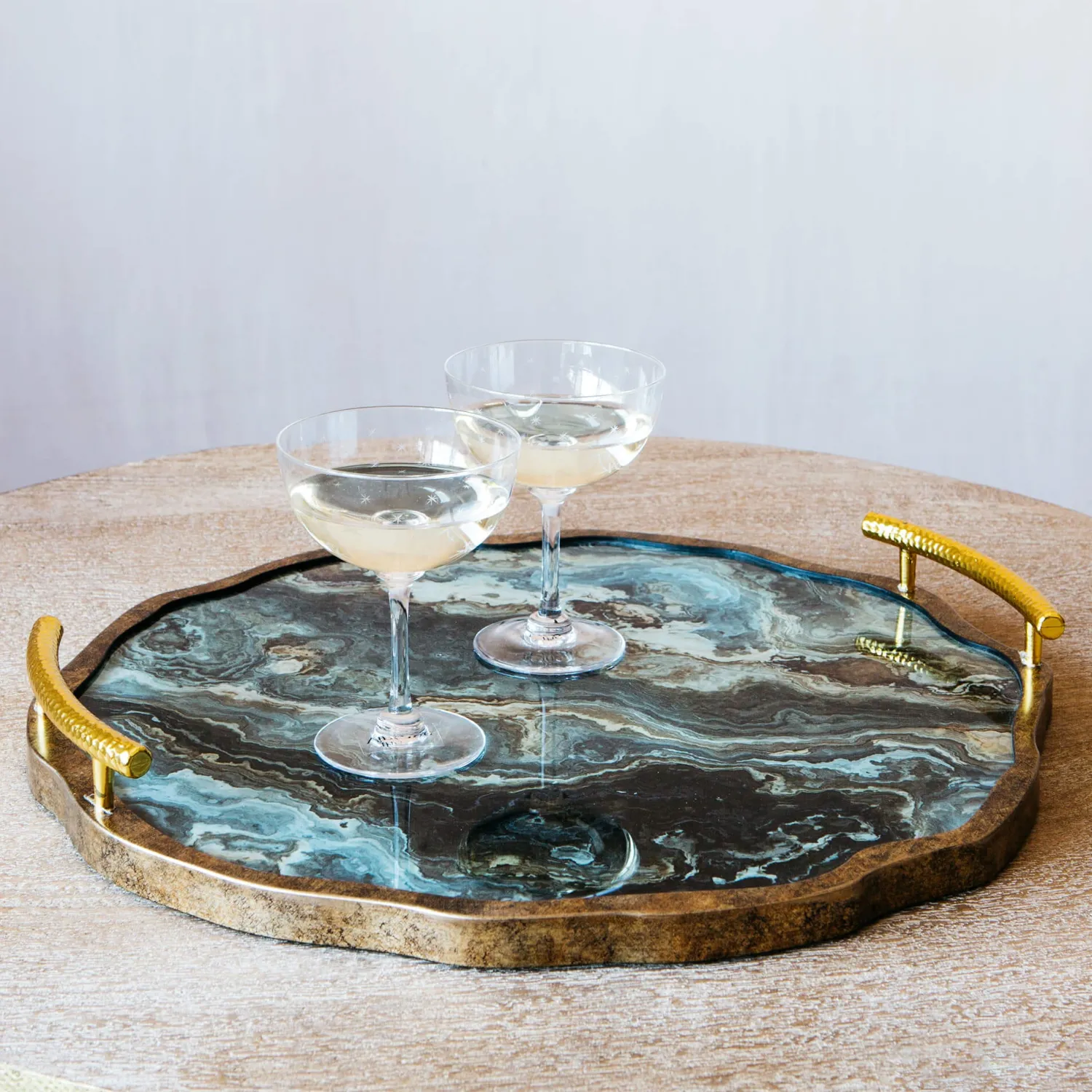 Graham & Green Marble Effect Tray with Handles
