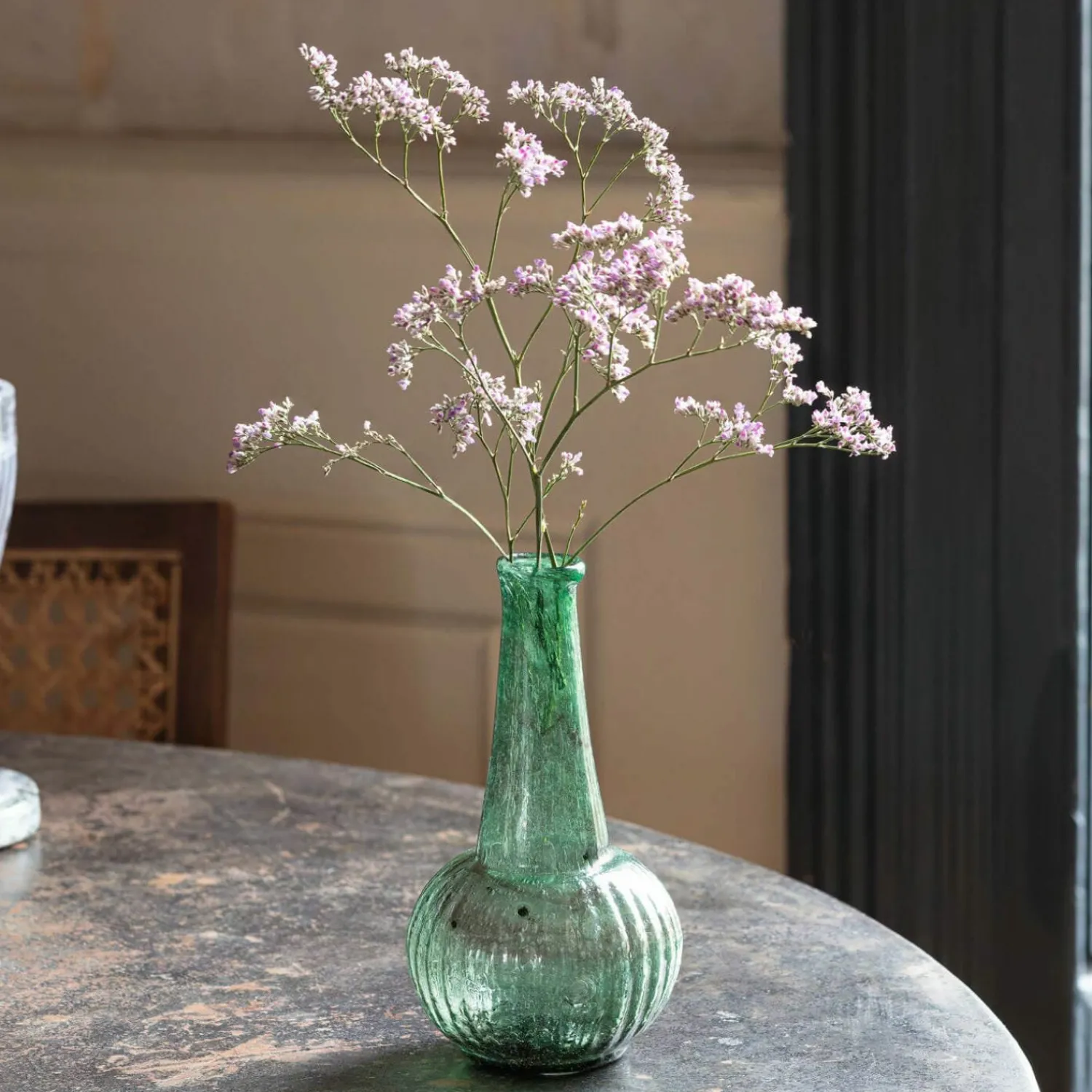 Graham & Green Marbled Green Glass Vase