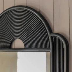 Graham & Green Margot Black Wooden Carved Mirror