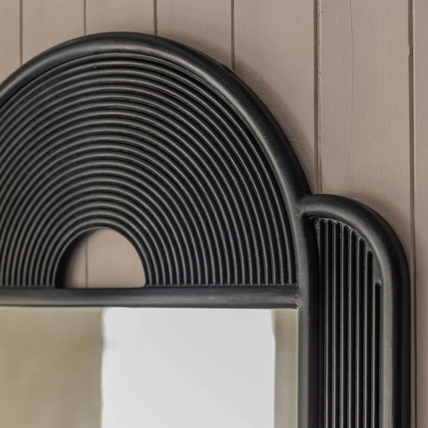 Graham & Green Margot Black Wooden Carved Mirror