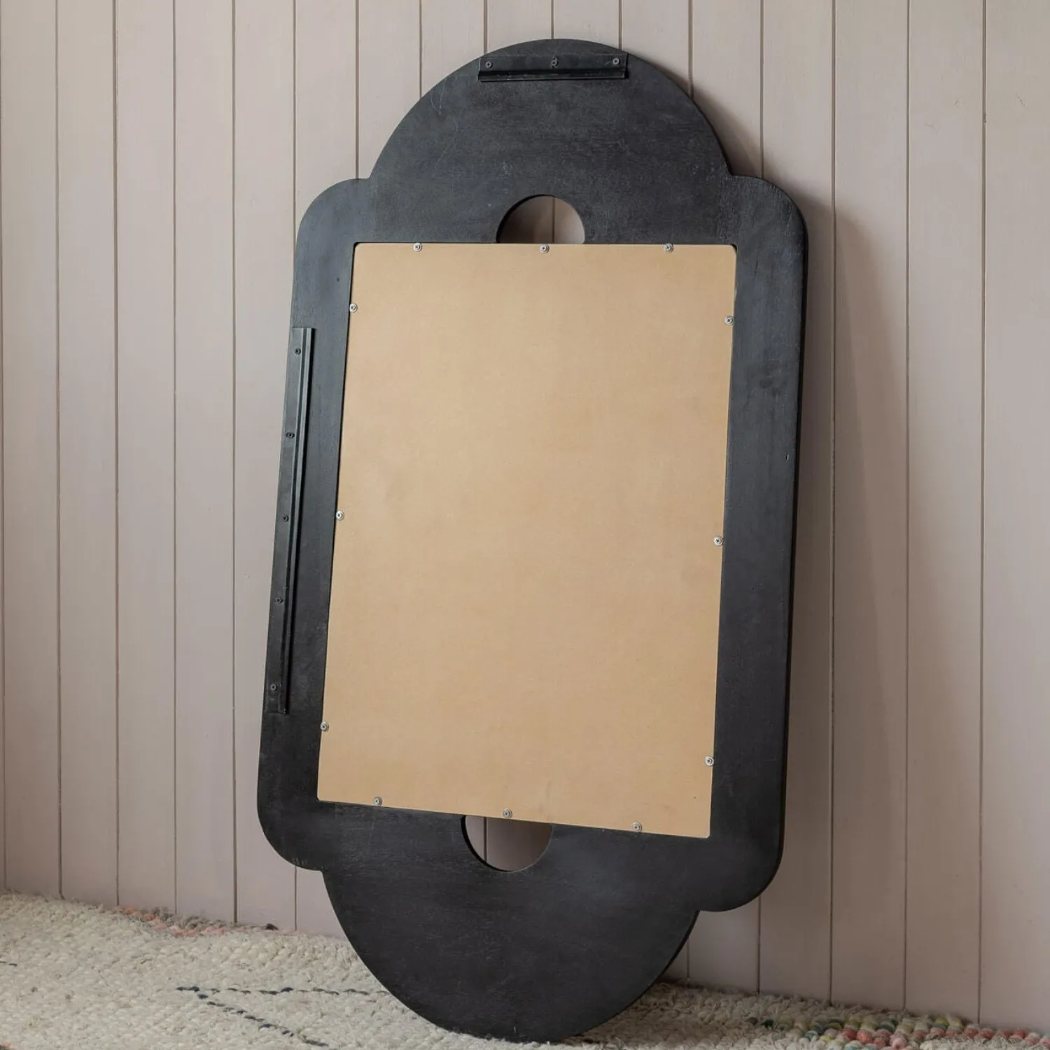 Graham & Green Margot Black Wooden Carved Mirror