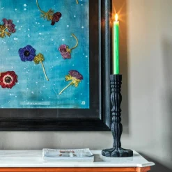 Graham & Green Matte Black Wooden Candlestick