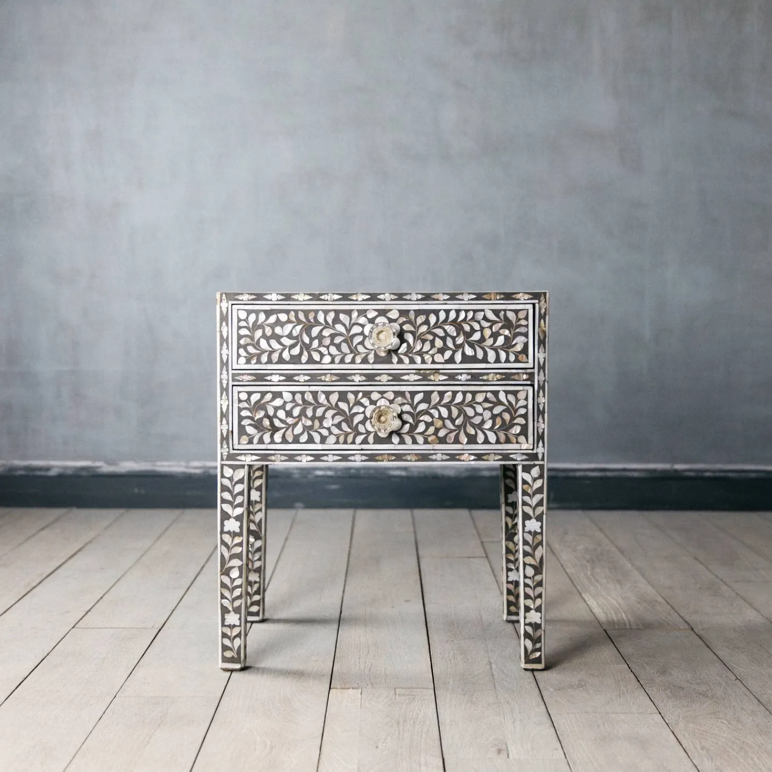 Graham & Green Maxi Grey Mother of Pearl Bedside Table