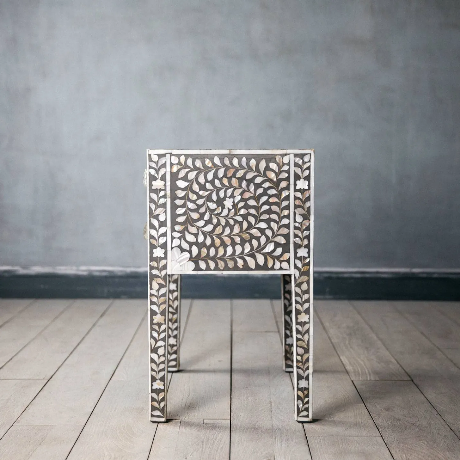 Graham & Green Maxi Grey Mother of Pearl Bedside Table