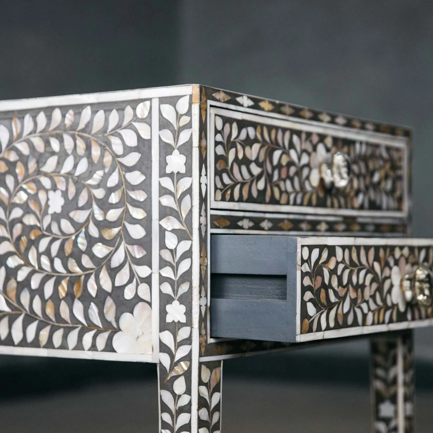 Graham & Green Maxi Grey Mother of Pearl Bedside Table