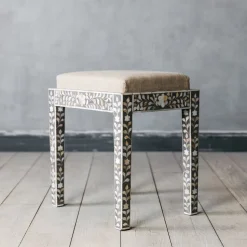 Graham & Green Maxi Grey Mother of Pearl Stool