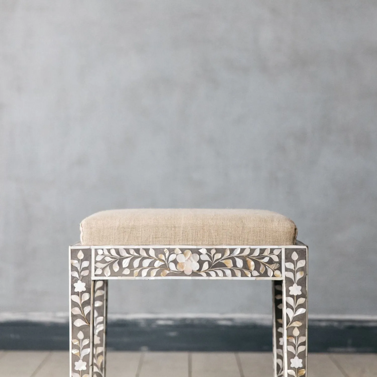Graham & Green Maxi Grey Mother of Pearl Stool