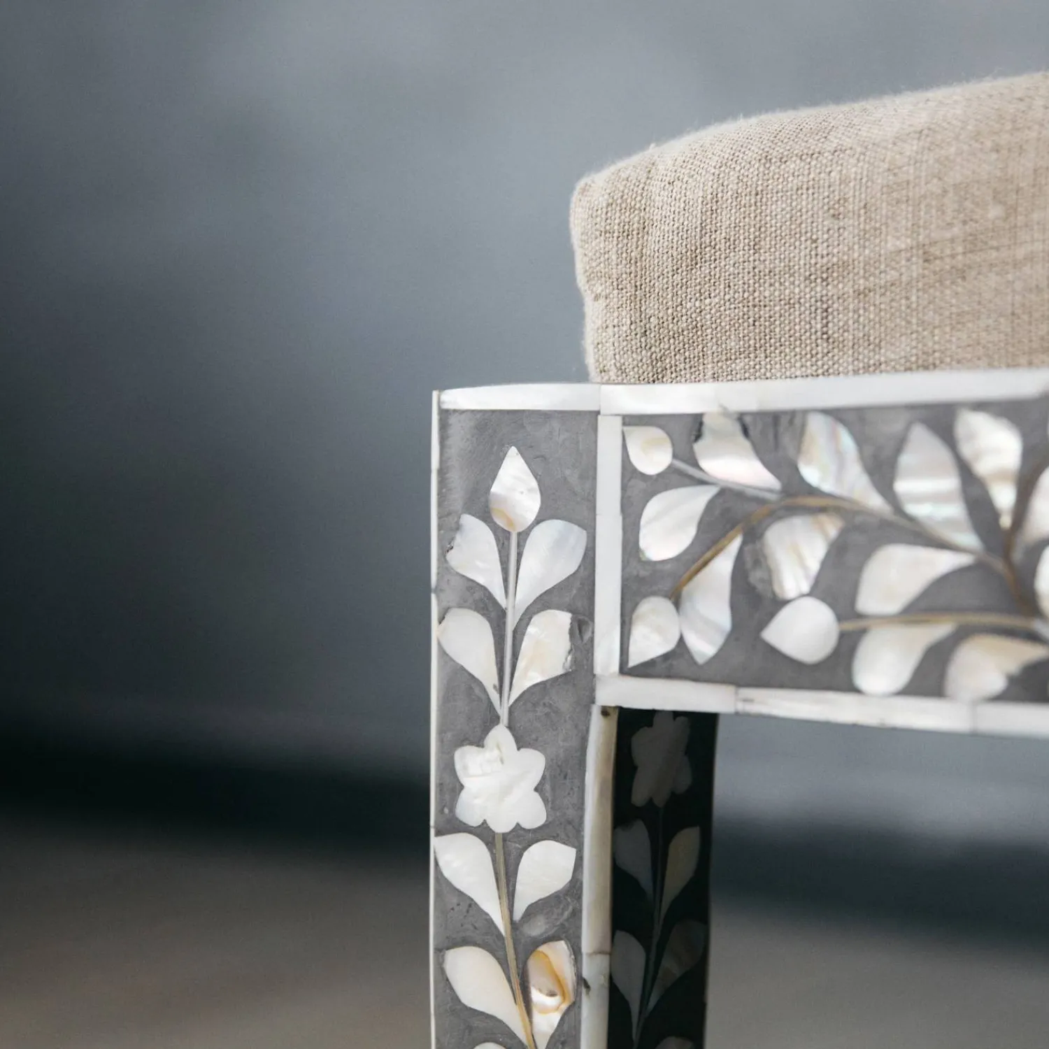 Graham & Green Maxi Grey Mother of Pearl Stool